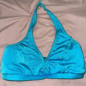 Bedazzled turquoise Dance/Cheer/Pom performance sports bra (size medium)